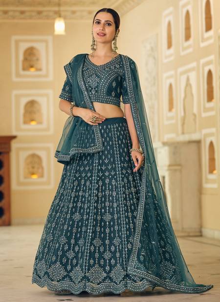 Rama Blue Colour New Exclusive Wedding Wear Heavy Work Latest Bridal Lehenga Choli Collection 8703